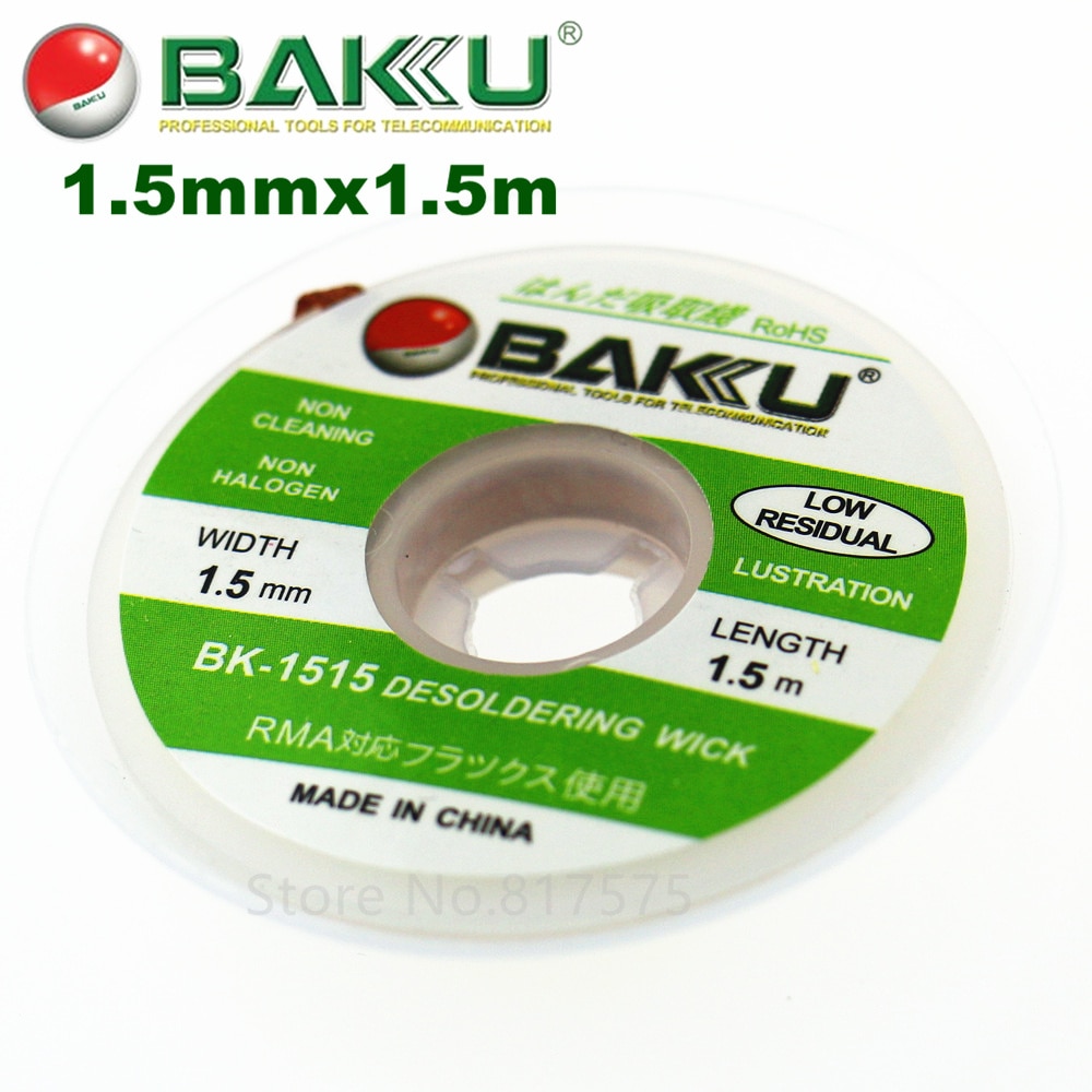 1.5/2.0/3.0mm x 1500mm desoldering wick. BAKU BK-1515/B..